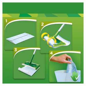 Swiffer, Set mop plat si rezerve, 3 rezerve umede, 8 rezerve uscate, Verde - Img 5