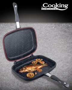 TIGAIE DUBLA DREPTUNGHIULARA TIP GRILL,ALUMINIU,32x24x7.5 CM,DARK LINE INDUCTIE, COOKING BY HEINNER - Img 3