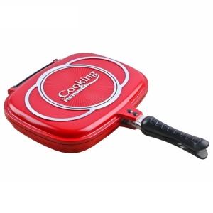 Tigaie dubla pentru gatit din aluminiu, Cooking by Heinner, 32x24x7.5 cm, rosie - Img 3
