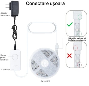 TP-Link Tapo L900-10 Smart light strip kit, 16 milioane culori, 2 x 5m, dimensiuni: 5000 × 10 × 1.6 mm fiecare, Wi-Fi Protocol: IEEE 802.11b/g/n, Frecventa: 2.4 GHz, intensitate reglabila. - Img 3