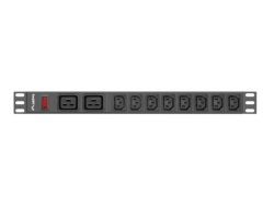 Unitate distributie alimentare PDU 19", 1U, 16A, 2 prize C19 si 8 prize IEC C13, negru, C20