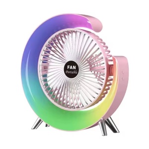 Ventilator portabil 5W, incarcare USB-C, 3 viteze, 5 moduri iluminare, unghi reglabil, diverse culori - Img 3