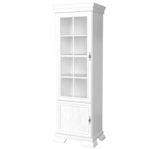Vitrina living VMW1, 2 usi, 4 polite, Pal melaminat, cu insertii MDF, Alb Antichizat - Img 2
