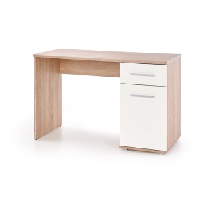 Birou HM Lima B1, cu usa si sertar, PAL melaminat lucios, 120x55x75 cm, stejar sonoma alb - Img 2