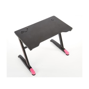 Birou pentru gamming HM B40, iluminare LED, cadru metalic, MDF, 100x60x74 cm, negru - Img 3