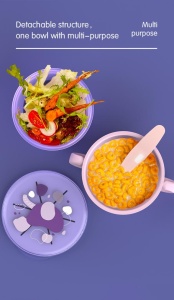 Bol 2 in 1 pentru snackuri cu lingurita, mov, U-Grow - Img 6