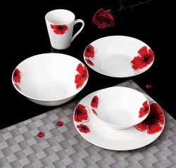 CANA PORTELAN 310 ML, RED FLOWERS,VANORA HOME - Img 4