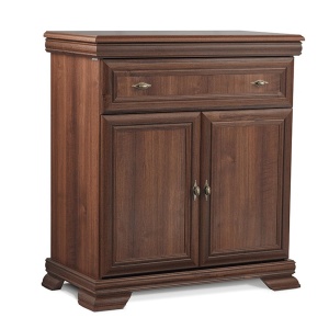 Comoda dormitor si living, VM1, Pal Melaminat, cu 2 usi, un sertar, cu elemente din MDF, Nuc - Img 2