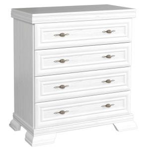 Comoda dormitor VM2, Pal Melaminat, cu 4 sertare, cu elemente din MDF, Alb Antichizat - Img 3