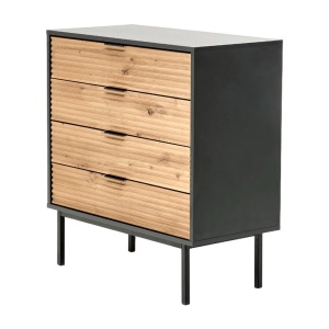 Comoda living HM Murano KM2, MDF Furniruit, cu 4 sertare, stejar artizanal negru - Img 3