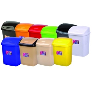 Cos gunoi plastic cu capac batant diverse culori 27L