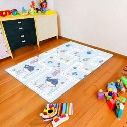 Covor de joaca pentru copii U-Grow, din spuma, pliabil, 2 fete, impermeabil, izolant, 180 x 120 x 1 cm, design marin - Img 4