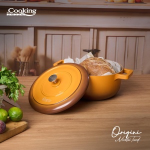 Cratita aluminiu turnat, 2.4L, 20x10 cm, cu capac, Cooking by Heinner - compatibila inductie, interior ceramic antiaderent - Img 2