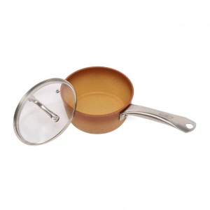 Cratita din aluminiu cu capac din sticla termorezistenta de 1.2 L 16 cm - Img 1