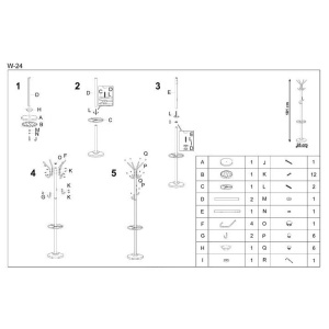 Cuier de podea cromat HM W24, robust, cu suport umbrela, 10 agatatori, argintiu - Img 2