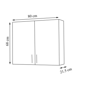 Dulap baie suspendat Roma, front MDF, 2 usi, polita, 80 x 68 cm, alb - Img 2