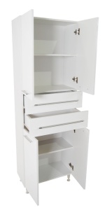 Dulap baie tip coloana GN0081, MDF, 4 rafturi, 4 usi, 2 sertare, picioare reglabile, 60x31.6x180 cm - Img 3