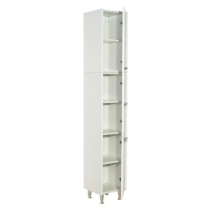 Dulap baie tip coloana GN0201, Pal lucios, 6 rafturi, 3 usi, picioare reglabile, 30x30x180 cm - Img 2