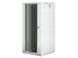 Dulap rack 19" perete 27U / 600x600 (flat pack) cu ușă din sticlă, gri V2