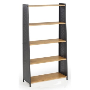 Etajera HM REG13, 5 rafturi, cadru metalic, MDF, negru stejar auriu