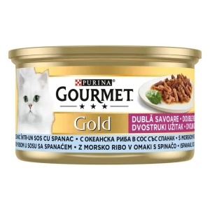 Hrana umeda pentru pisici, Peste oceanic si Spanac, in sos, Gourmet Gold, Purina, 85 g