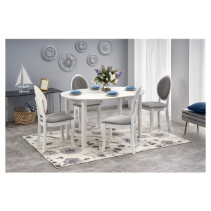 Masa bucatarie si living extensibila HM Ringo, blat MDF, 6 persoane, 102-142x102x76 cm, alb - Img 2