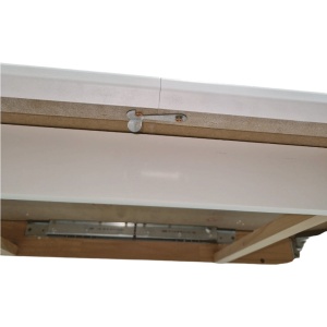 Masa extensibila lemn masiv, living si bucatarie, DM4 Maxima, blat MDF Furniruit, colturi rotunjite, 6 persoane, 120-150x70x76 cm, alb - Img 2