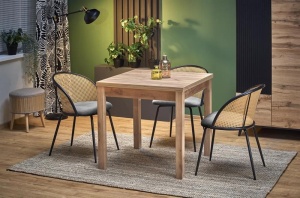 Masa living extensibila HM Gracjan, PAL Laminat, cant ABS, 80-160x80x76 cm, 6 persoane, stejar artizanal