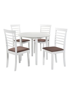 Masa rotunda Sophia, 4 persoane, blat MDF, cadru lemn, culoare alba, 90 x 74 cm - Img 3
