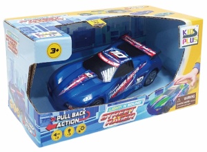 MASINUTA CU LUMINI, SUNETE SI SISTEM PULLBACK RACER, SCARA 1/24, ALBASTRU - Img 2