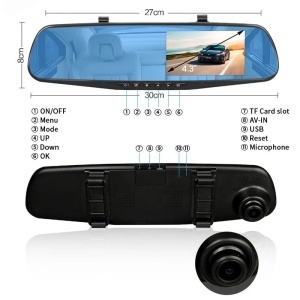 Oglinda retrovizoare, camera dubla, Full HD, camera marsalier, microfon - Img 2