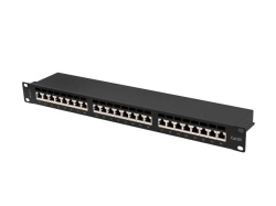 Patch panel 24 porturi 1U 19" Cat.6A FTP cu organizator cabluri, ecranat, negru - Img 3