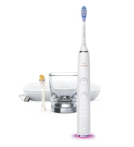 Periuta de dinti sonica electrica Philips Sonicare DiamondClean Smart 9400 HX9917/88, 62000 miscari/minut, 4 moduri de curatare, 3 nivele intensitate, senzor presiune, functia BrushSync, 2 baze cu rol de incarcare, 2 capete de periere, Alb - Img 2