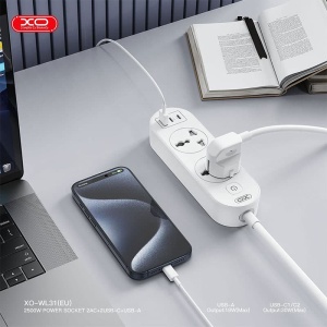 Prelungitor EU, 2 prize, 2 x USB-C, 1 x USB, 2500W, XO-WL31, Alb - Img 2