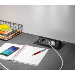 Priza 2xSchuko 2xUSB incastrabila aluminiu GTV - Img 2