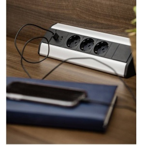 Priza dreptunghiulara blat/colt 3xSchuko 2xUSB GTV - Img 3