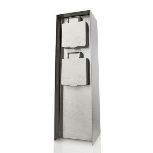 Priza pentru exterior Philips myGarden Rock, impamantare laterala, IP44 ,Inox
