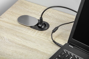 Priza rotunda, 1 x Schuko, 1 x USB, glisanta, incastrabila, inox, Slide, GTV - Img 4