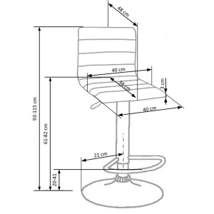 Scaun bar HM H21, Piele ecologica, Inaltime ajustabila, Cu spatar, Rotativ, 90 kg, Maro - Img 3