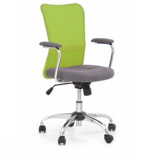 Scaun birou copii HM Andy, Mesh Stofa, Ergonomic, Cadru Cromat, Inaltime ajustabila, Mecanism balansare, 102 Kg, Verde