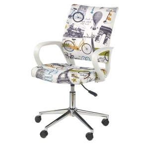 Scaun birou copii HM Ibis Paris, Ergonomic, Spatar curbat, Cadru Cromat, Stofa, Inaltime ajustabila, 100 Kg, Multicolor