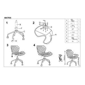 Scaun birou copii HM Matrix 3, stofa piele ecologica, inaltime reglabila, rotire 360 , roti pivotante, 100 kg, gri alb - Img 3