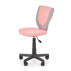 Scaun birou copii HM Toby, ergonomic, cadru polipropilena, rotativ, inaltime reglabila, roti pivotante, 80 kg, gri roz - Img 1