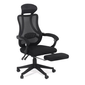 Scaun birou ergonomic OFF 927, mesh, recliner, suport picioare retractabil, 100 kg, negru - Img 3