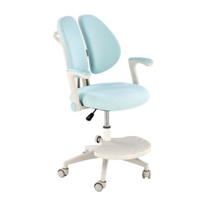 Scaun birou ergonomic pentru copii HM Panco, ajustabil pe inaltime si adancime, mesh, suport pentru picioare, 70 kg, bleu