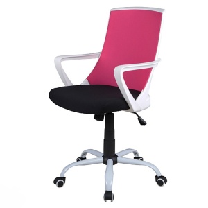 Scaun birou ergonomic, SL Q248, tapiterie stofa, reglabil pe inaltime, roti pivotante, mecanism balansare, 100 Kg, Negru Roz - Img 2