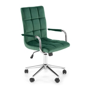 Scaun birou HM Gonzo 4, stofa tip catifea, mecanism de balans, cu brate tapitate, cadru cromat, rotatie 360 , 90 kg, verde