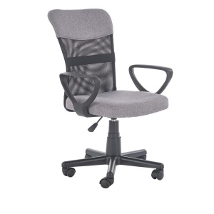 Scaun birou pentru copii cu plasa textila, HM Timmy, ergonomic, inaltime reglabila, structura polipropilena, rotativ, 120 kg, gri