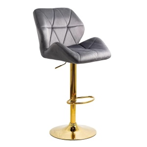 Scaun de bar ABS148, catifea, suport picioare, metal cromat auriu, inaltime reglabila, 100 kg - Img 2