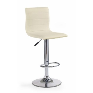 Scaun de bar HM H21, Piele ecologica, Cadru cromat, Inaltime ajustabila, Rotativ, 90 kg, 115x40x42cm, Crem